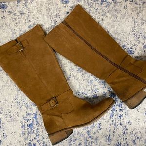 Suede knee high riding boots